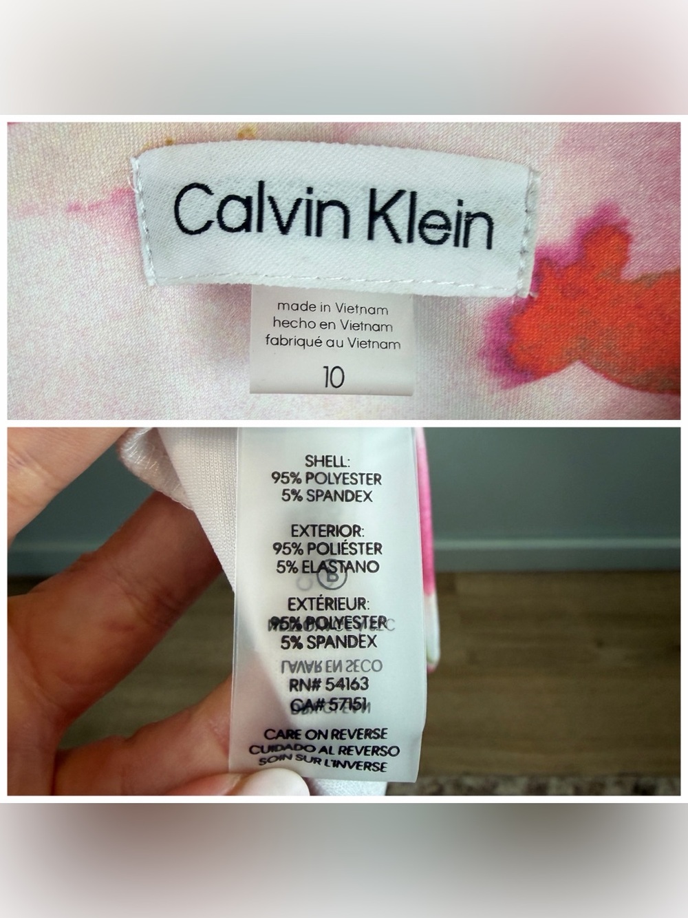 Calvin Klein Floral Watercolor Dress Sleeveless Fit & Flare stretch Dress sz 10 - Picture 7 of 9